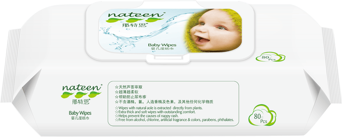 Nateen Baby wet wipes 99% water, extremely soft, thick wipes ideal for sensitive skin, aloe vera biodegradable compostable