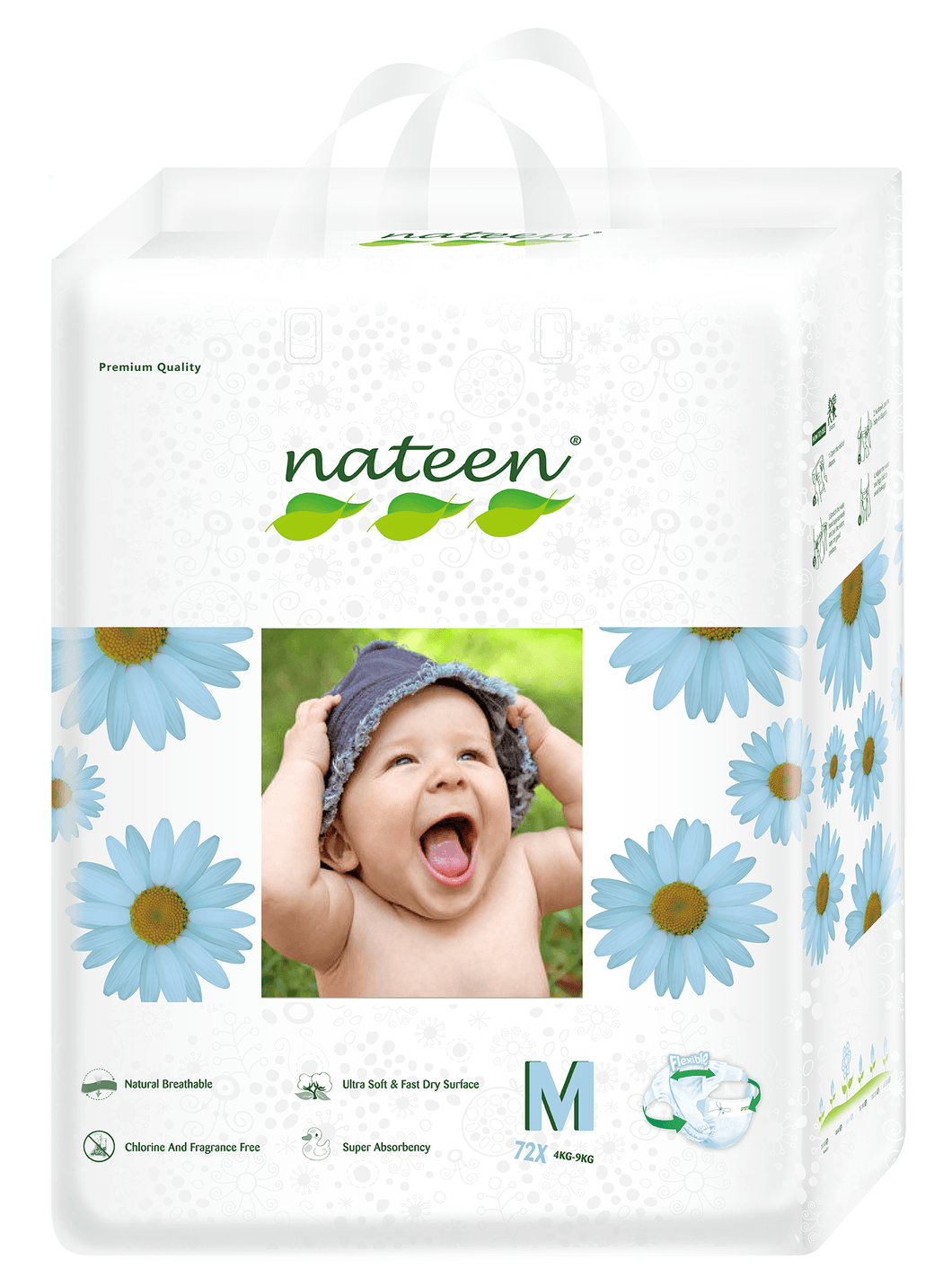 baby wipes nateen Canada premium diapers biodegradable sustainable eco-living ecofriendly Toronto size medium 72
