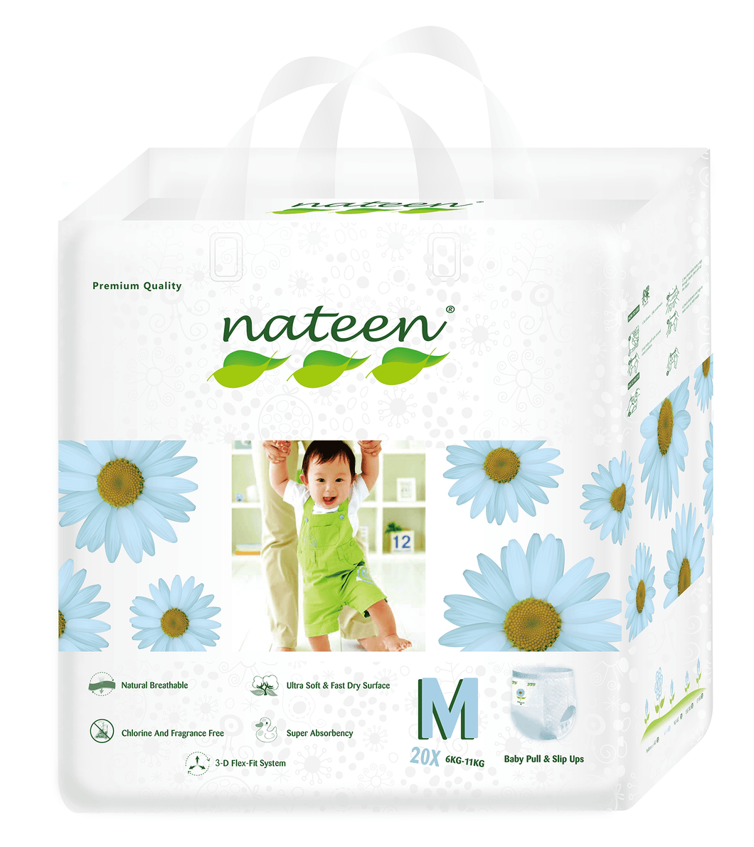 nateen biodegradable diaper pullups wet wipes for babies sustainable eco-friendly medium 20 pull-ups potty training soft